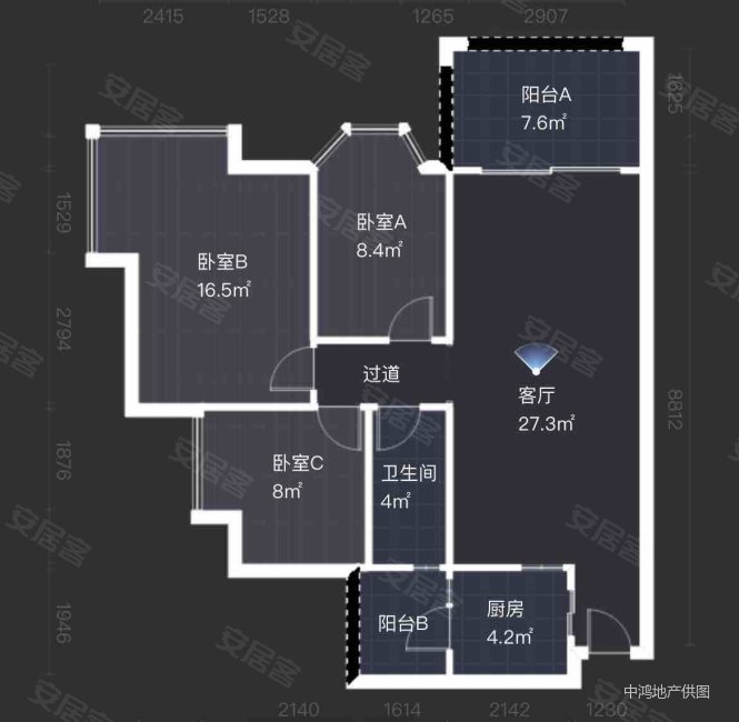 东湖洲花园A区3室2厅1卫95㎡西北285万