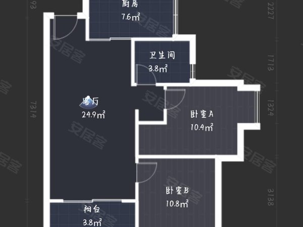 鱼嘴镇租房,巨龙一期二室两厅一卫精装修拎包入住户型方正采光好!