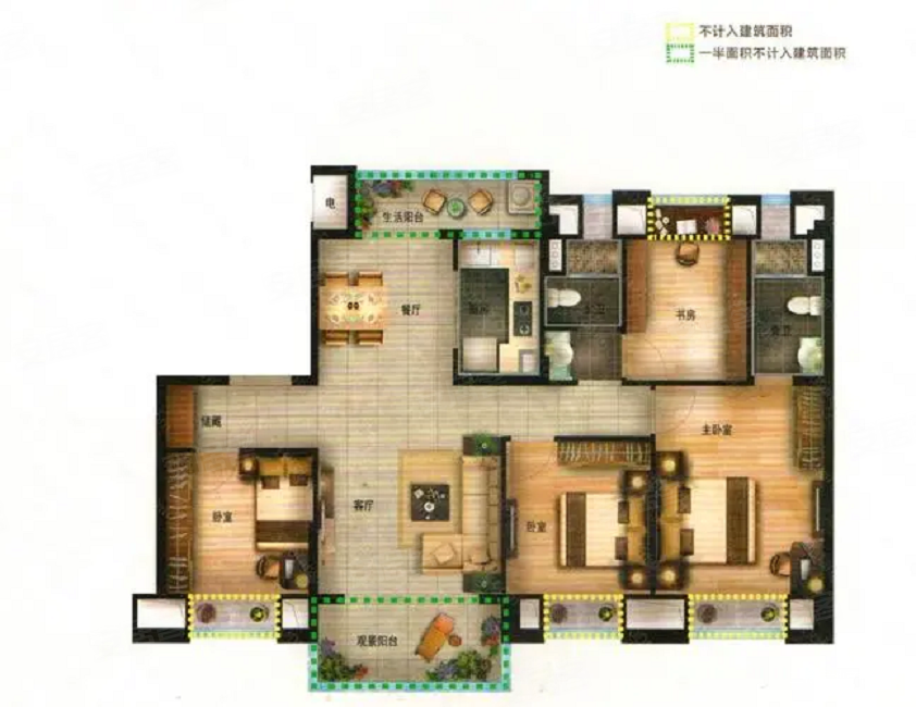 云樾河山4室2厅2卫144㎡南北98万