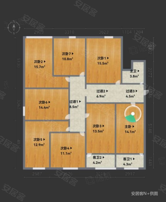 百隆广场2室2厅1卫226.97㎡南北200万