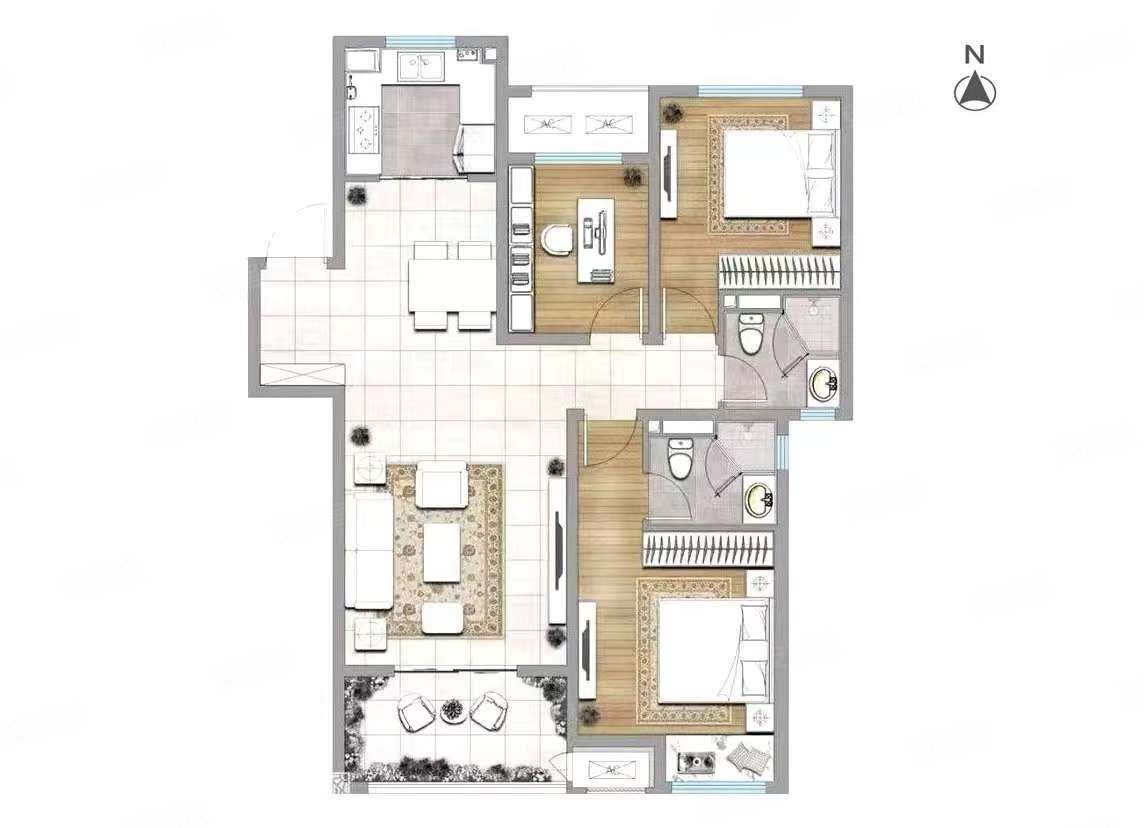 绿都洛阳府3室2厅2卫123㎡南北109万