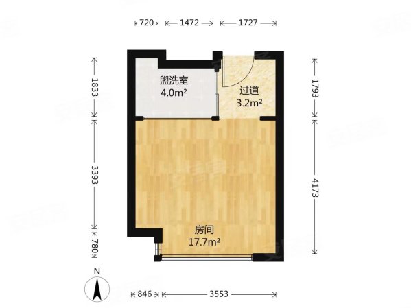 融创中心中南广场(西区)1室1厅1卫41.56㎡南85万