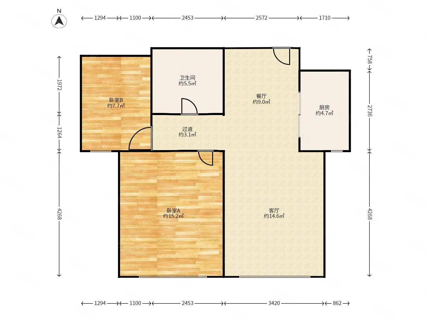 西山燕庐2室1厅1卫80.42㎡南490万