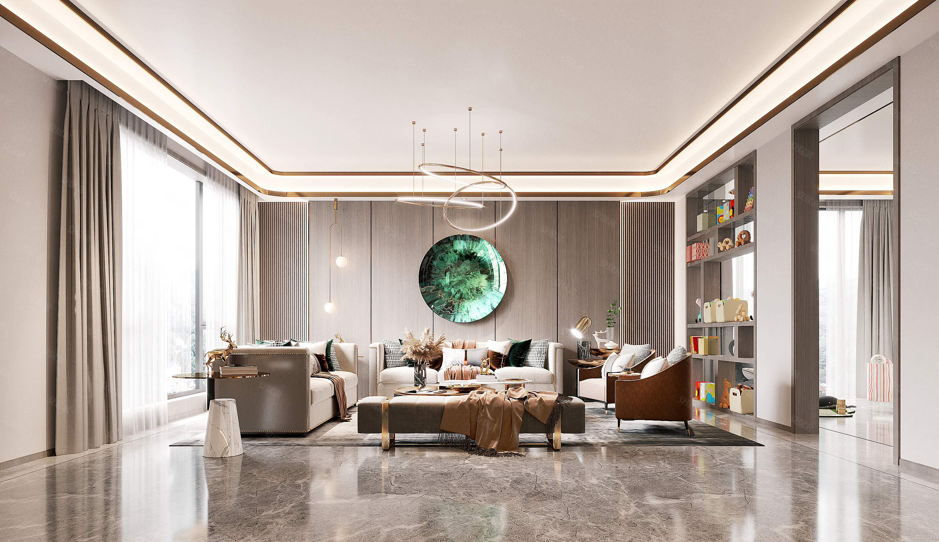 180㎡现代风装修效果图,大平层的时尚感-安居客装修案例