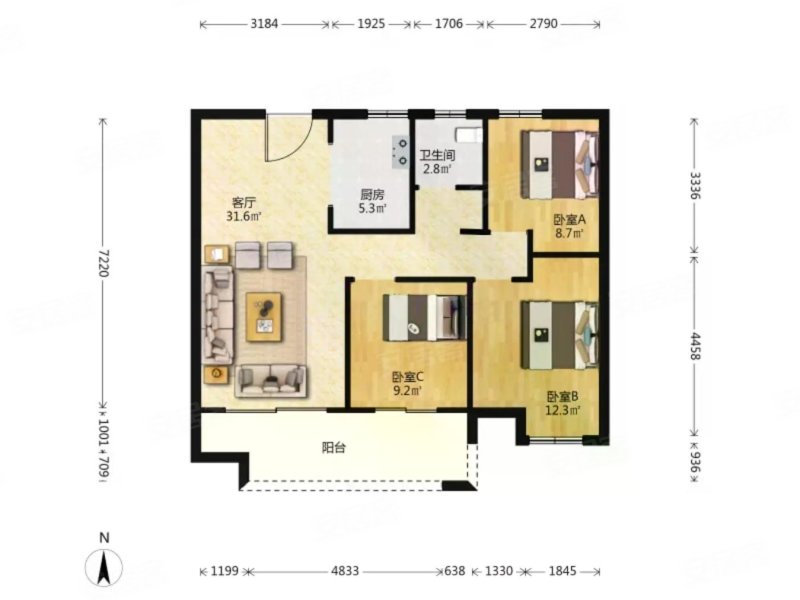 江南平安里~中间楼层~低密度~有~户型方正