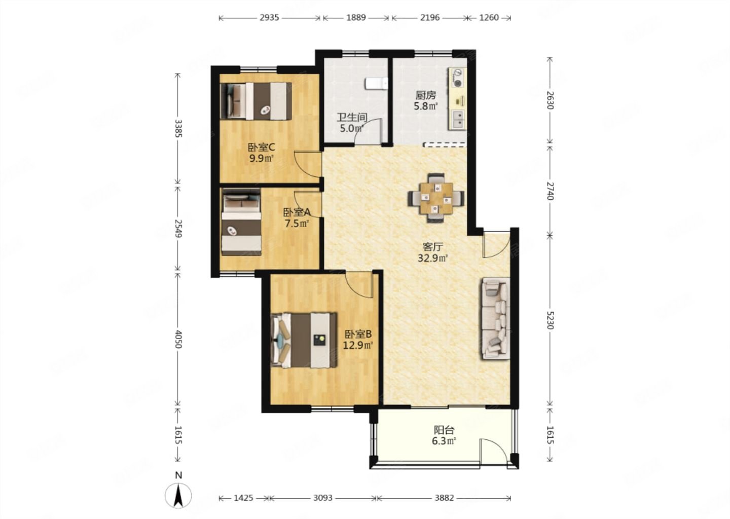 满庭芳一楼带大花园带车位全新精装修的只住了3年的随时看房