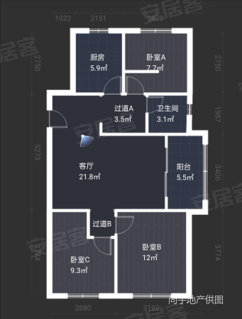 金海华城华康佳苑3室1厅1卫99.94㎡南395万