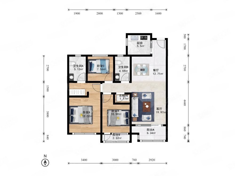 萧山北干江南国际城3室2厅