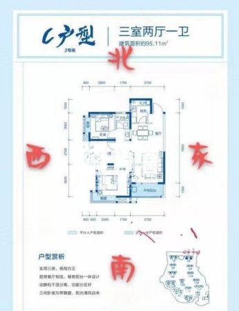 荣盛金鹗御府3室2厅1卫93.17㎡南北79万