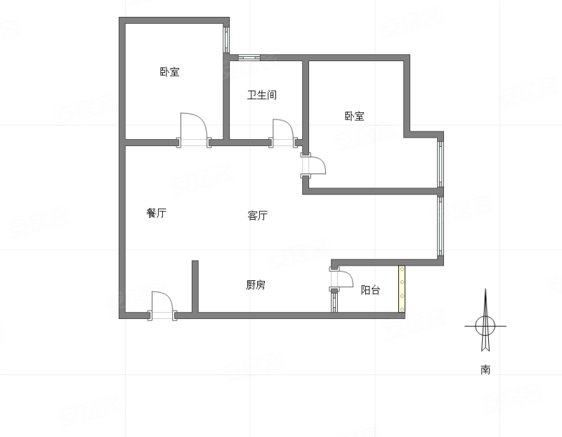 康桥融府A区2室2厅1卫58.93㎡东南97万