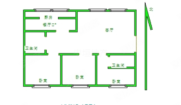 绿色家园3室2厅2卫108㎡南北84万