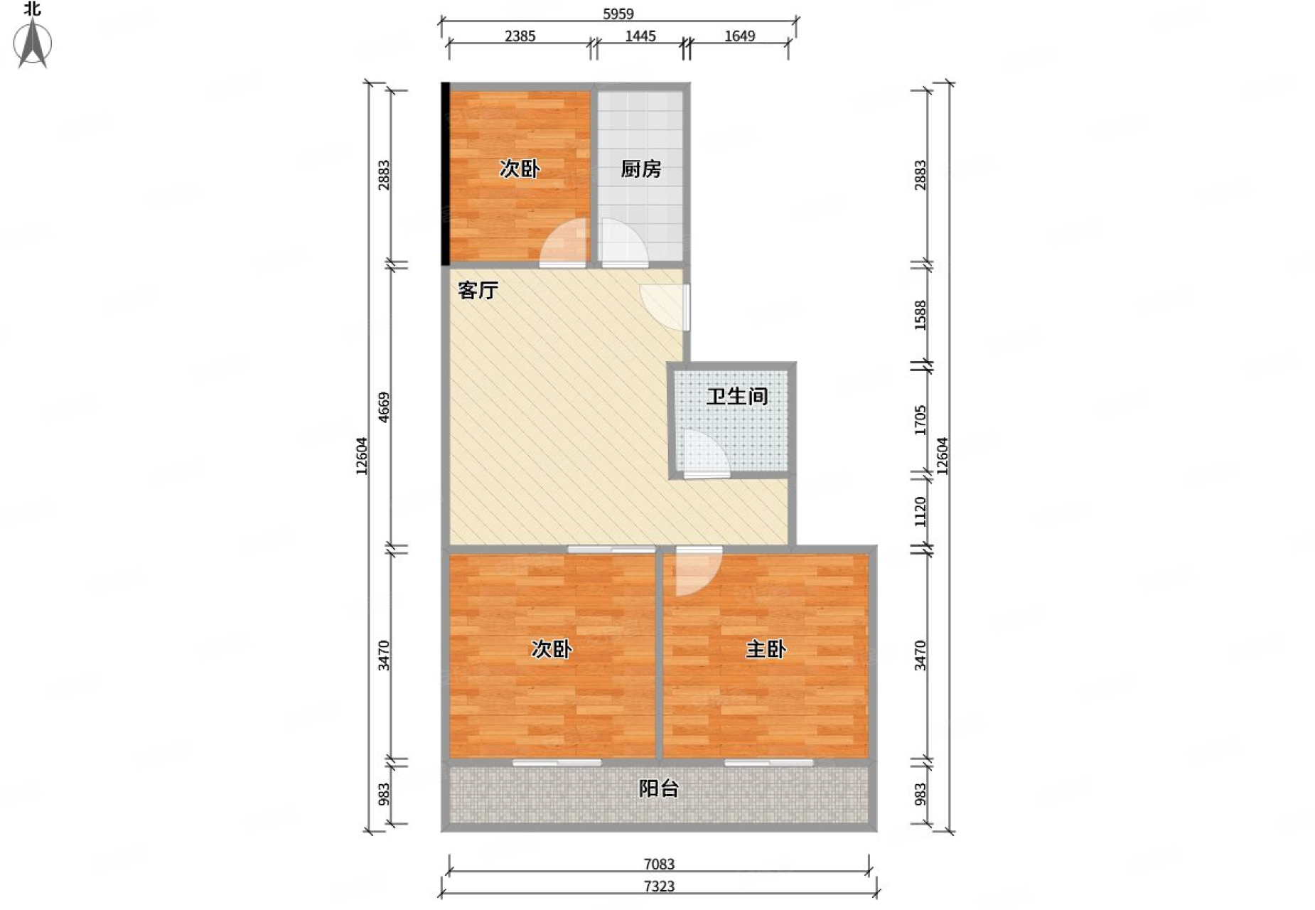 建兰馨居3室2厅1卫96.89㎡南北189万