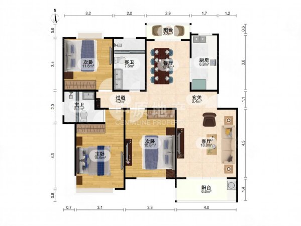 成亿花园(东区)3室2厅2卫128.65㎡南688万