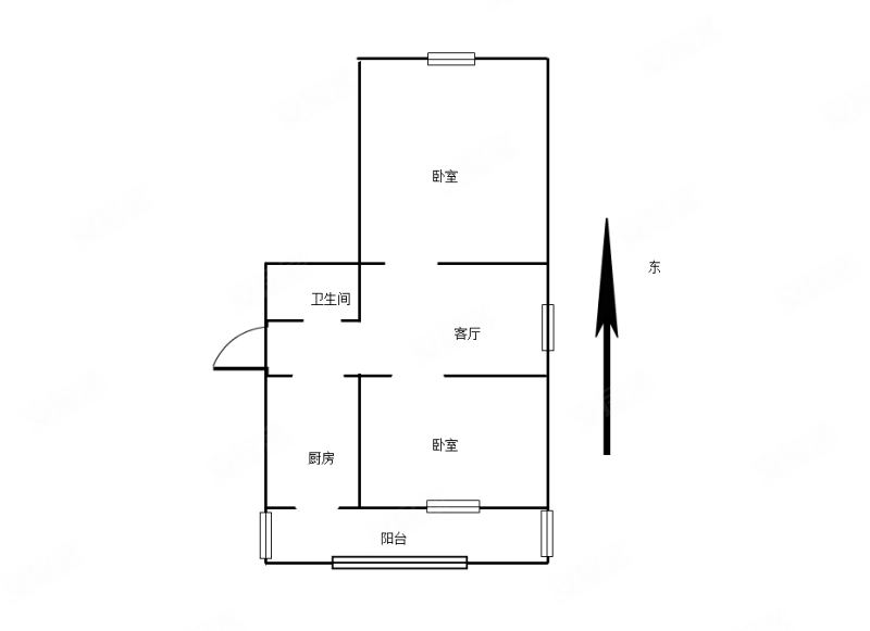 琴江公寓2室1厅1卫64.23㎡东西83万