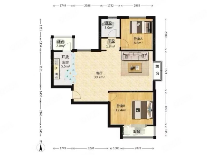 大两居 满二 近地铁 交通便利 电梯房 南北通透 居家自住,新尚园二手