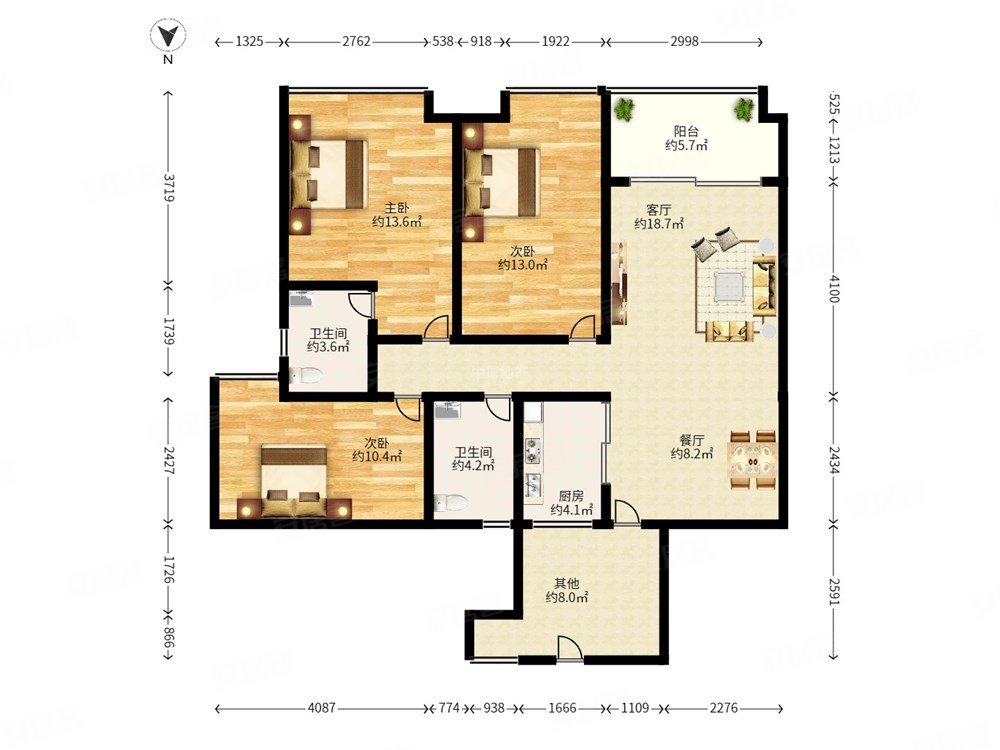 玉湖湾3室2厅2卫88.29㎡南520万