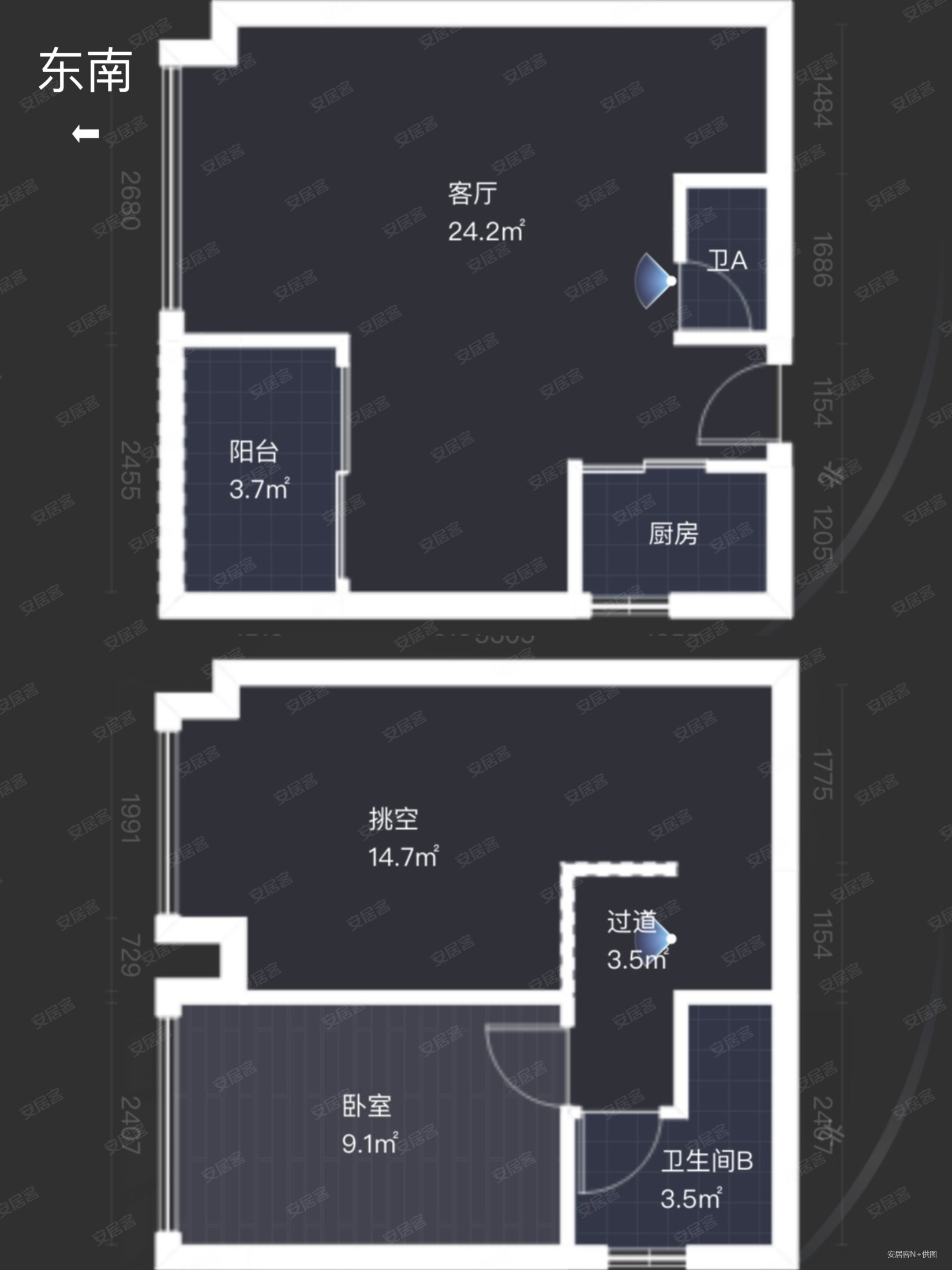 华发城建未来荟1室1厅2卫73.33㎡东南185万