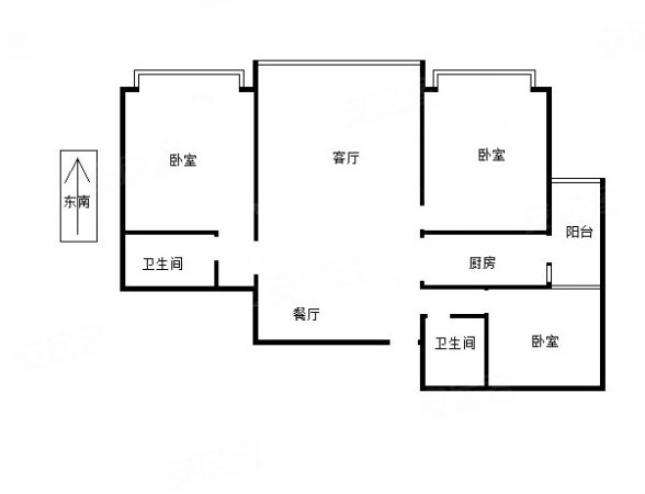 天骄北麓(南区)3室2厅1卫89.28㎡东南70万