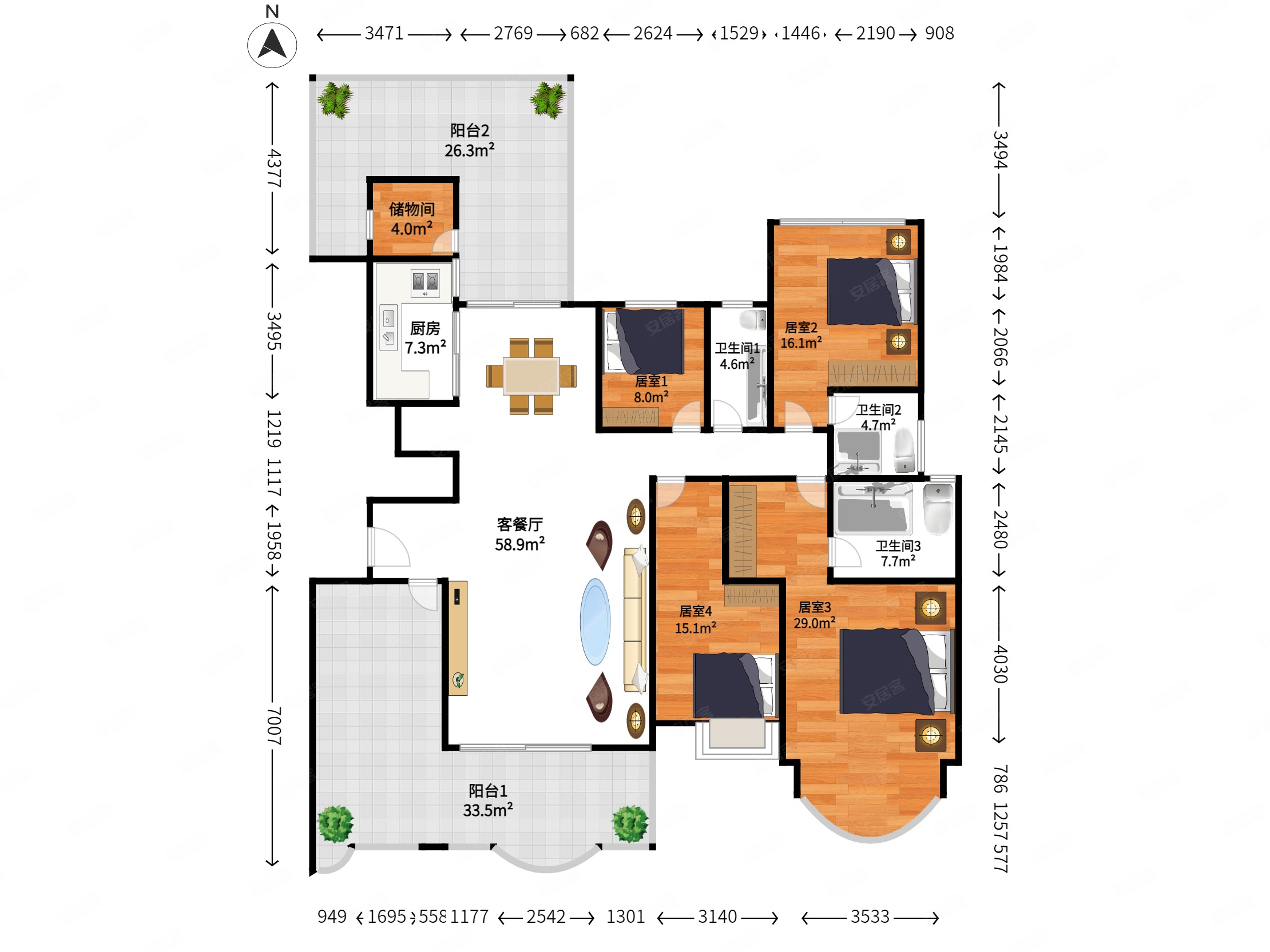 合生帝景苑精装5房超大平层单价1万比毛坯便宜