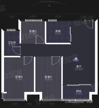 越秀悦映澜庭3室2厅1卫87.25㎡南北106.9万