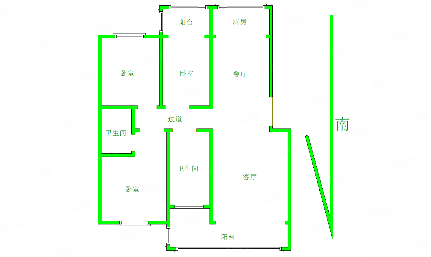 金色家园3室2厅2卫134.5㎡南北99.8万