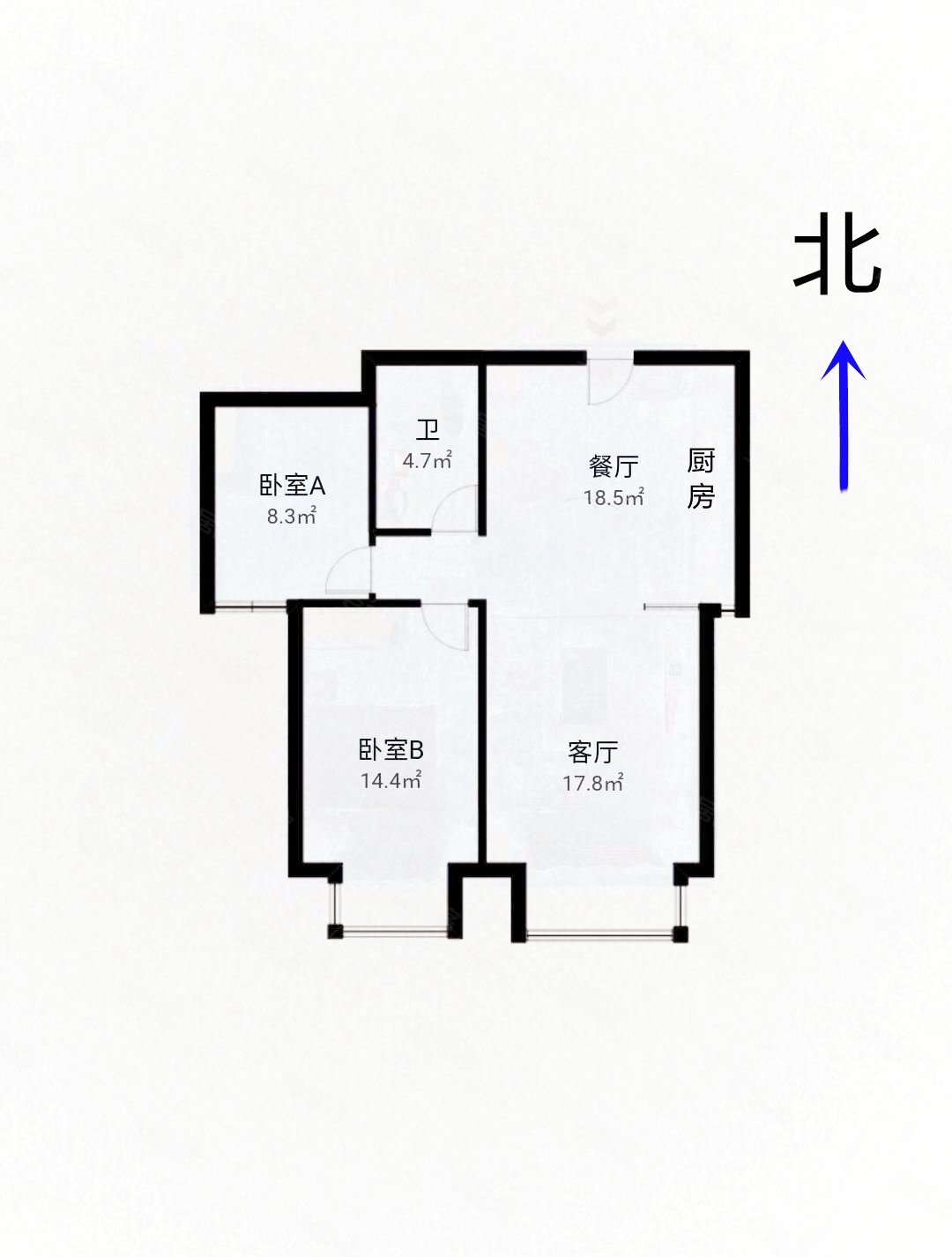 西美五洲天地2室2厅1卫93㎡南北155万