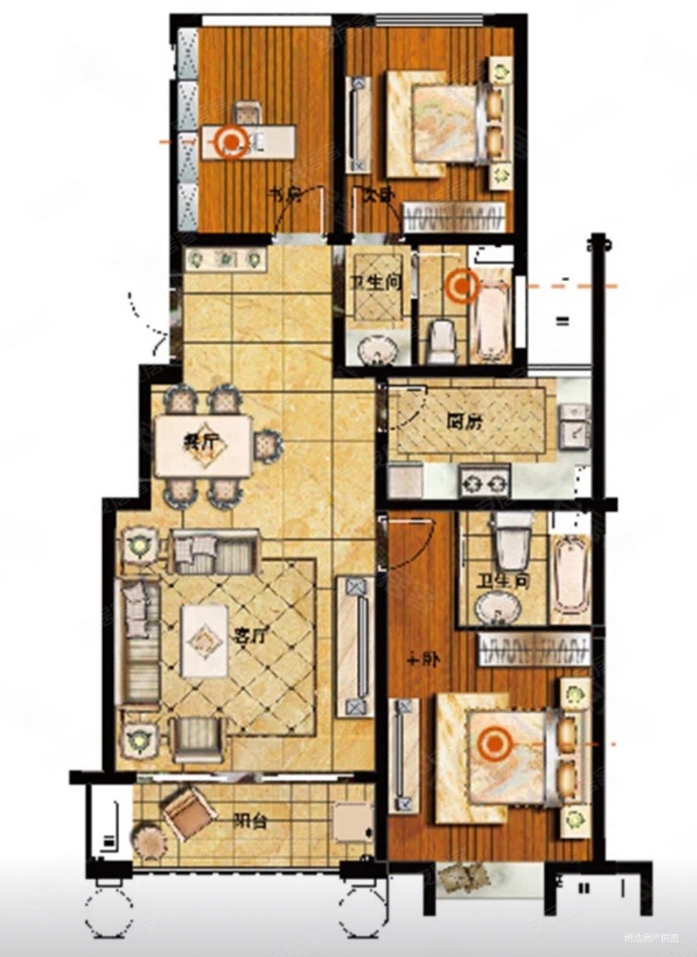 塞纳公馆3室2厅2卫109.2㎡南北115万