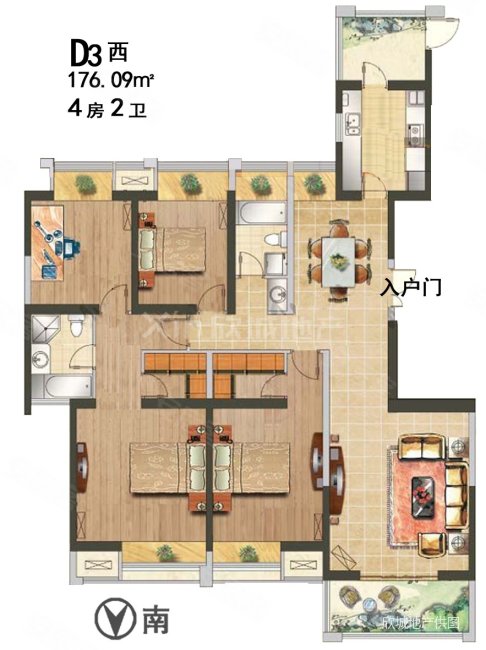苏宁睿城大四房 高楼层采光视野好 美式精装拎包入住