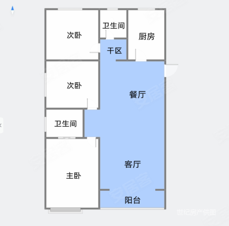 世茂公园城市3室2厅2卫117.23㎡南76万