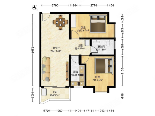 侨诚花园2室1厅1卫75㎡东258万