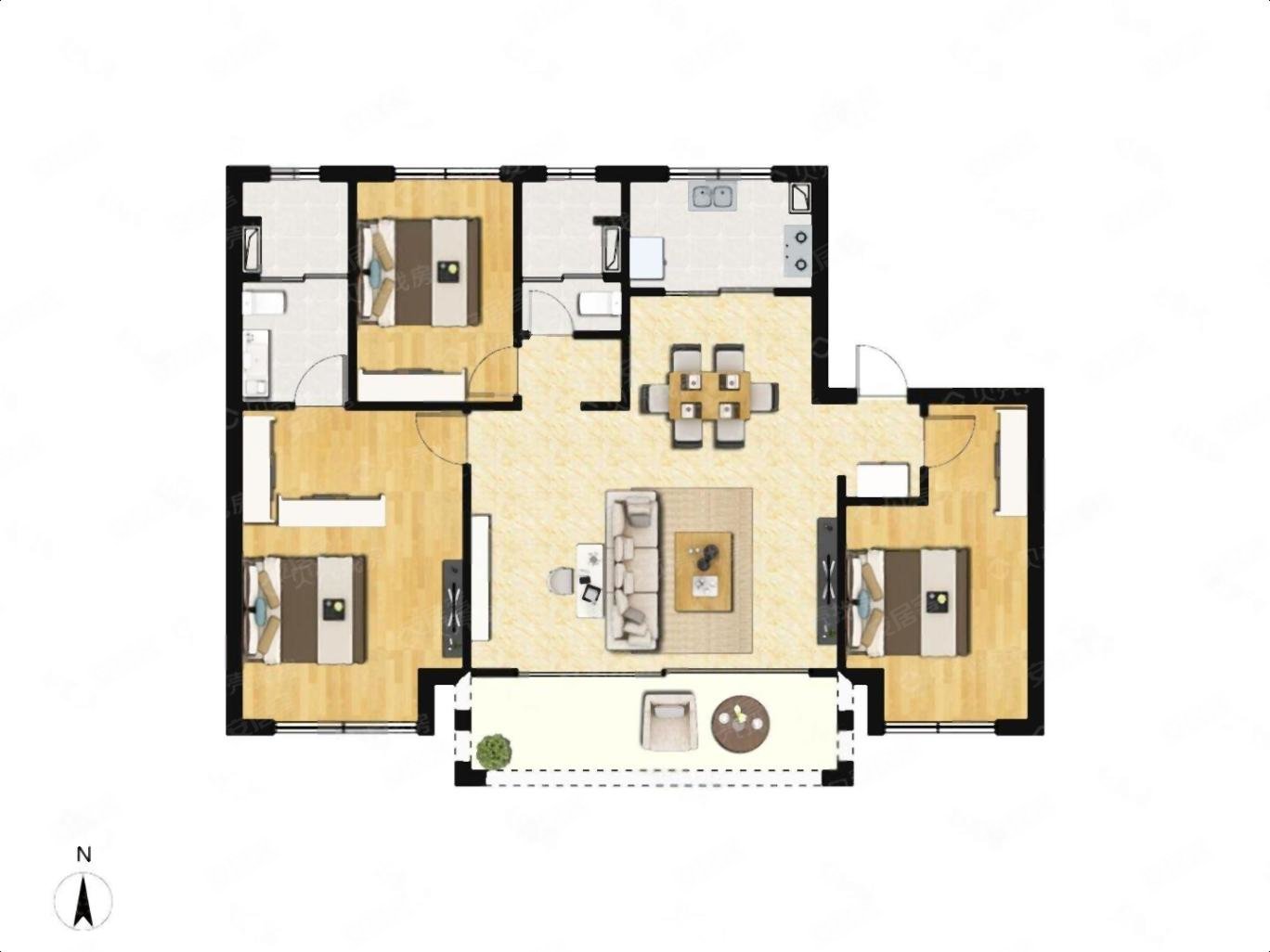 星翠澜庭3室2厅2卫126.86㎡南北358万