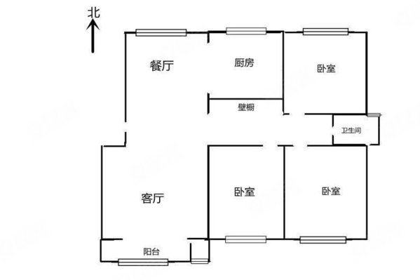 桃都国际城3室2厅1卫119㎡南北62万