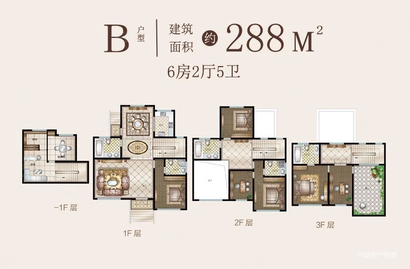 扬子英伦花园(别墅)6室3厅5卫296㎡南北398万