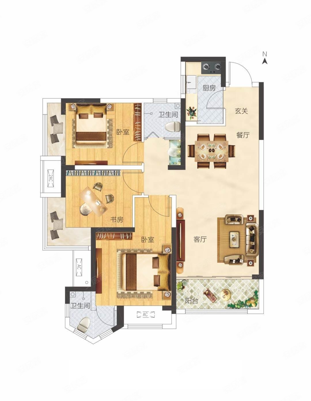 急售 三室两厅两卫 价格可谈 看房方便,亚星福邸二手房,48万,3室2厅,2