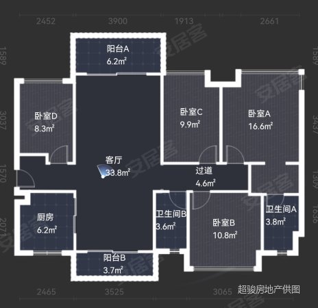 美的西江府4室2厅2卫130.86㎡南135万