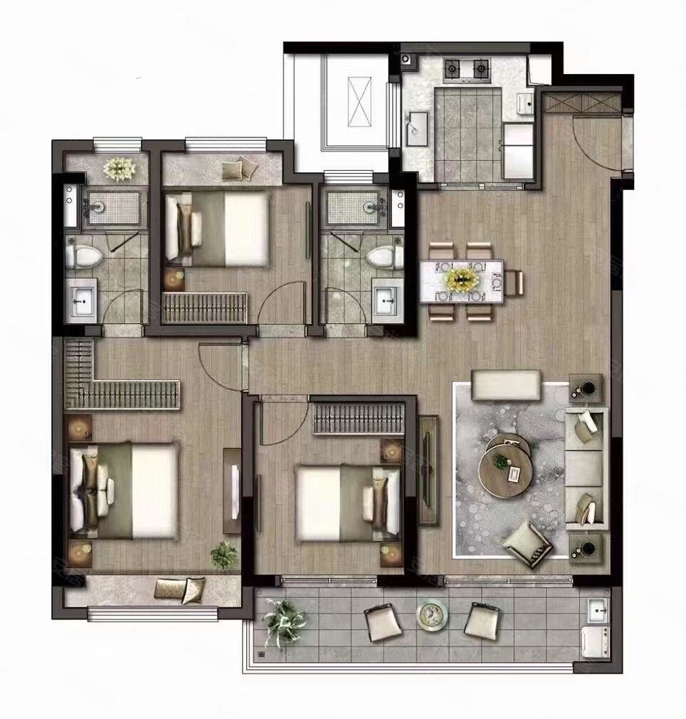 房屋精装修,保养很好,带朝北起车库22平,宏基名城二手房,145万,3室2厅