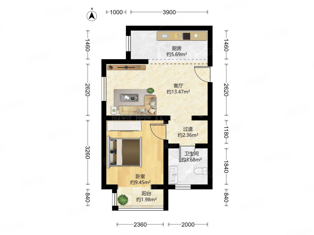 新宫地铁4加19号线合顺家园1室1厅精装商品房