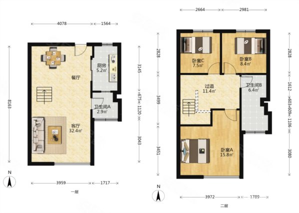 纽约时代4室2厅2卫60㎡南72.8万