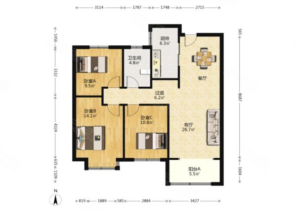 急售两室朝阳户型方正地铁一号线精装修集中供暖