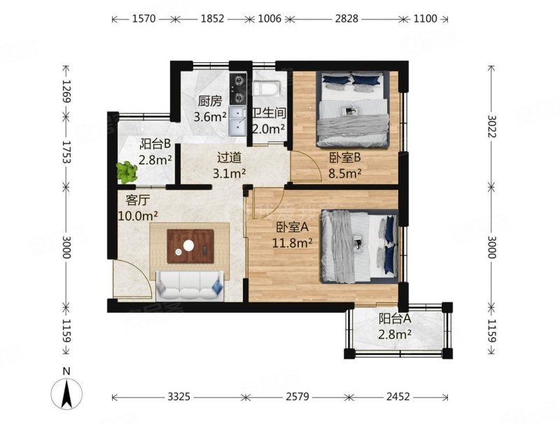 志新村小区2室1厅1卫64.5㎡东南510万