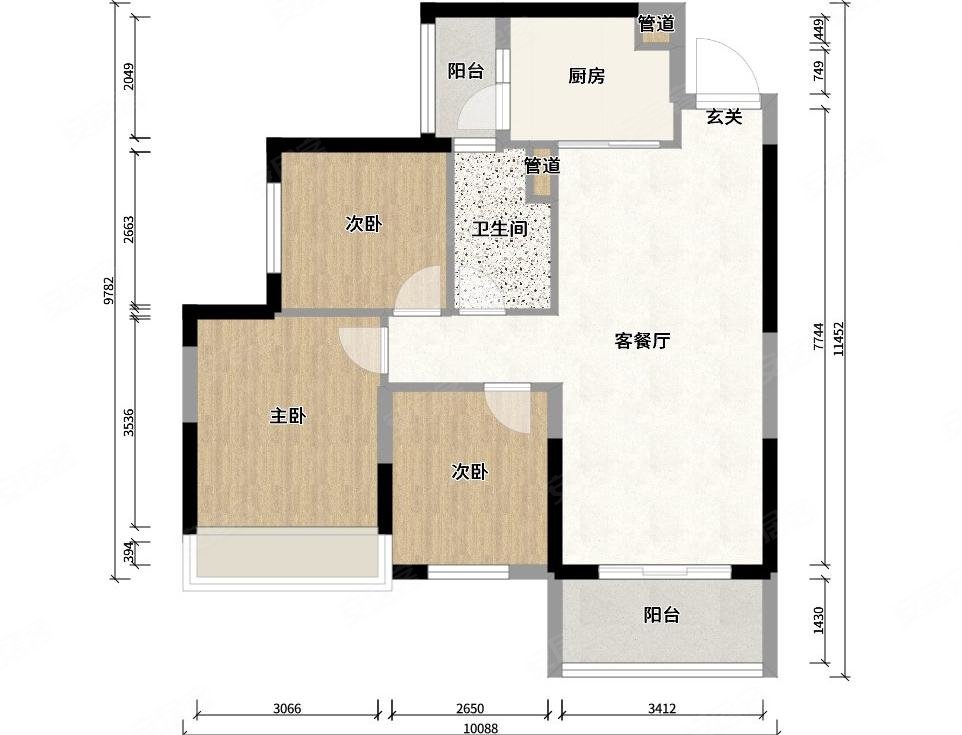 紫竹苑(武陵)3室2厅1卫112㎡南北45.8万