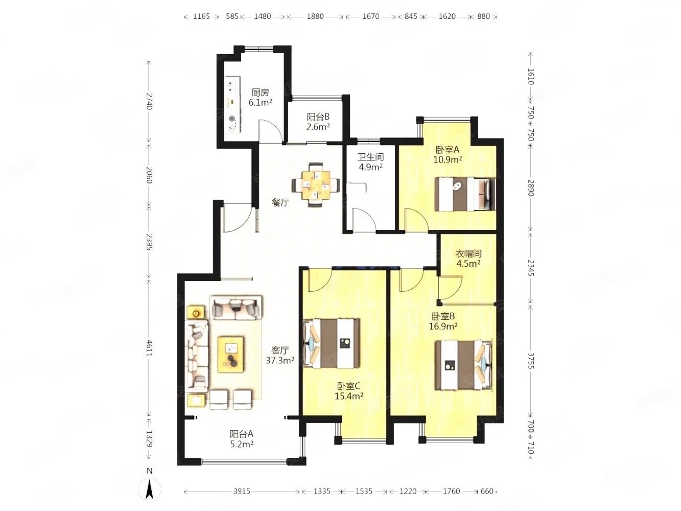 沂龙湾曦园2室1厅1卫81.8㎡南93万