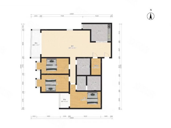 海淀国兴家园3室2厅2卫1厨1阳台 西向大三居 精装看房方便
