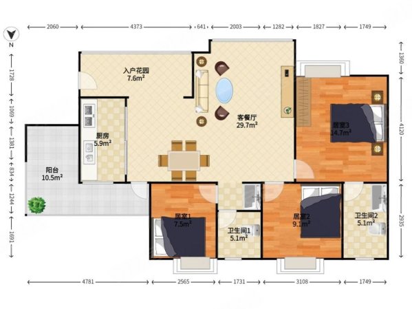 招商桃花园(三期)3室2厅2卫101㎡南888万