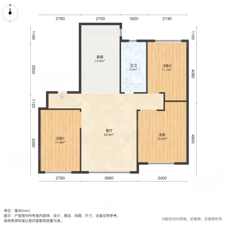 景云水岸6室2厅2卫117.54㎡南北110万