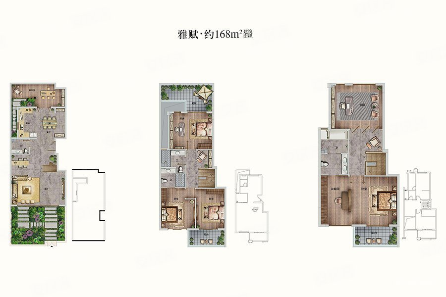 世茂国风长安2室5厅3卫168.33㎡南北780万