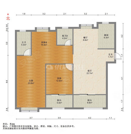 民发汉江一品3室2厅2卫138.03㎡南北183万