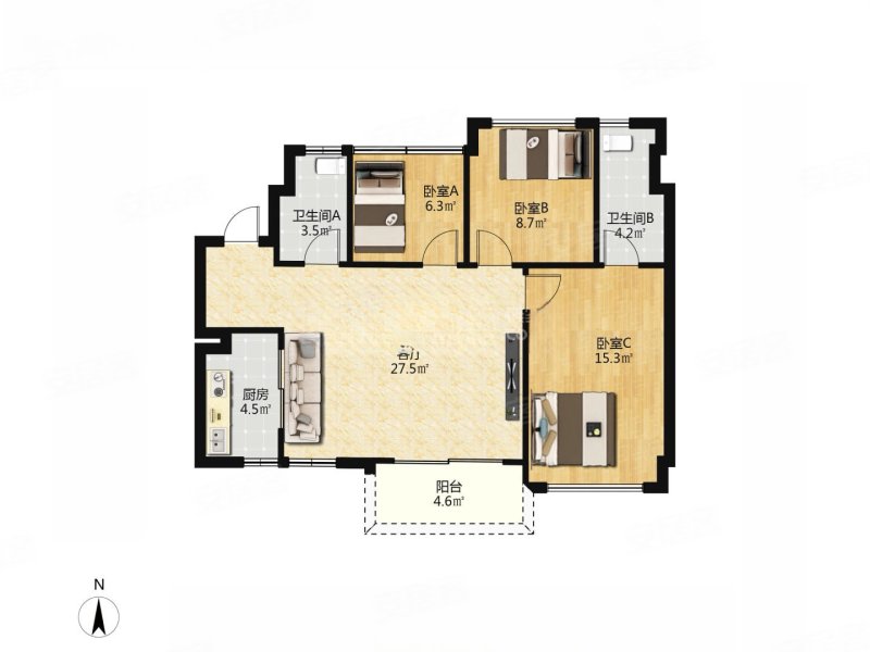 碧桂园凤凰湾 双卫格局 中间楼层 南向采光好 精装好房