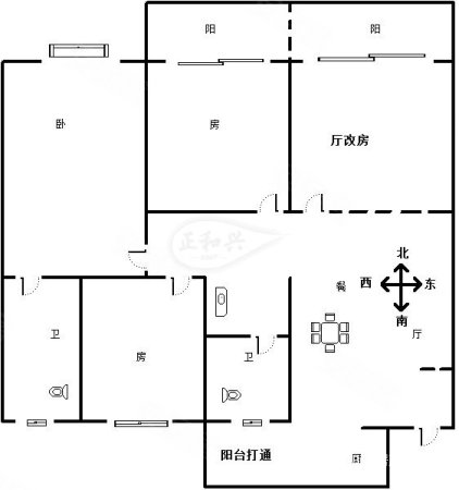 时代天骄3室2厅2卫121㎡南北87万