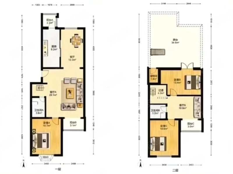 (新)761.w 山水蓝维 顶层复式南北通透   洋房